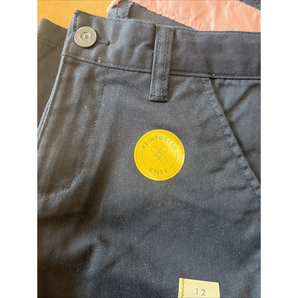 2 NWT Cat & Jack Girls Straight School Uniform Pants Navy Blue Size 12
